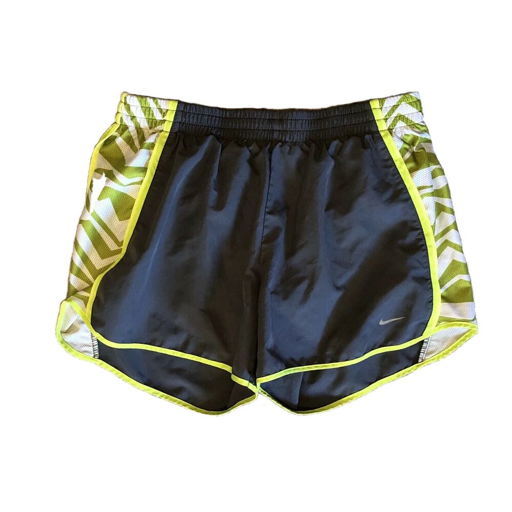 Nike Dri Fit Running Shorts Lined Gray Green Zigzag Mesh Printed Medium DDD11